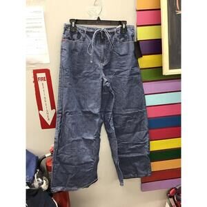 Peace love world tie waiste wide leg denim jeans medium wash petite 10 new qvc